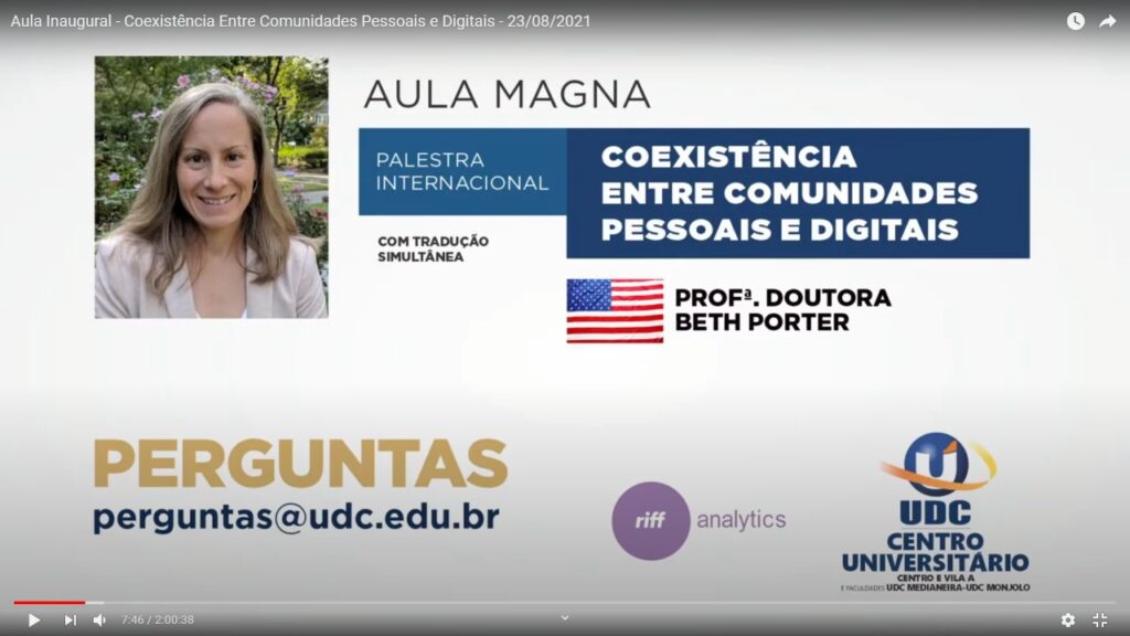 Palestra com a Dra. Beth Porter do MIT e Boston University na UDC sobre inteligência artificial foi um grande sucesso
