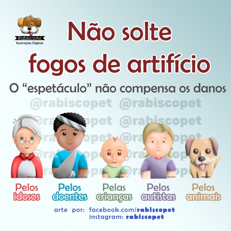 Campanha em redes sociais resume as vítimas dos fogos de artifício