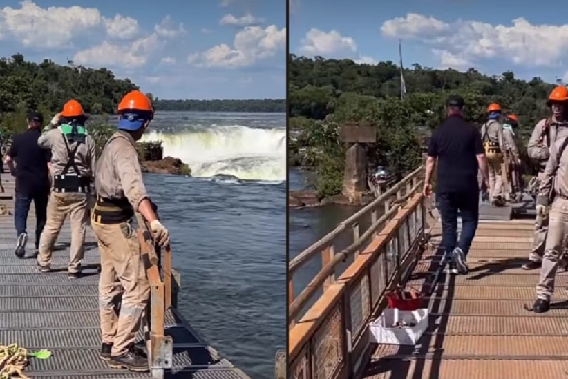 Imagens divulgadas pelo portal La Voz de Cataratas mostram o avanço dos trabalhos na passarela da Garganta do Diabo, lado argentino das Cataratas