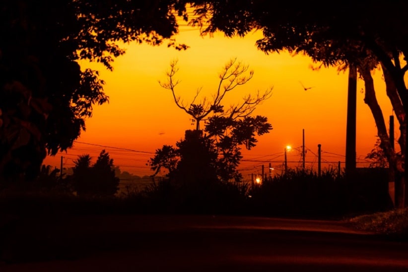 Amanhecer na Rua Jorge Sanwais em Foz do Iguaçu. Imagem: Marcos Labanca/H2FOZ