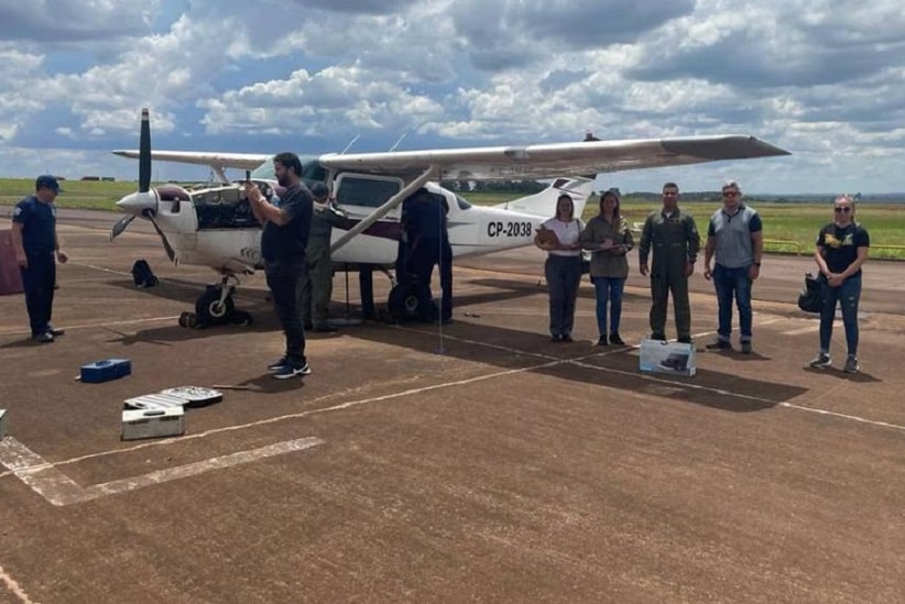 Aeronave estava sob resguardo em um hangar do Aeroporto Internacional Guaraní, em Minga Guazú. Imagem: Gentileza/Ministério Público do Paraguai