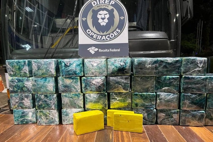 Receita apreende 208 quilos de cocaína em ônibus na BR-277