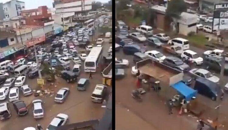 Vídeo de autoria indeterminada, repercutido pela imprensa paraguaia, mostra a fila na cabeceira em Encarnación, na manhã de quinta-feira (20).