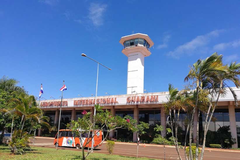 Entrada do Aeroporto Internacional Guaraní, em Minga Guazú. Imagem: Gentileza/Senatur