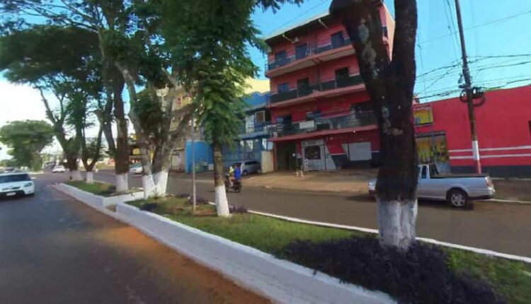 Árvores pintadas na Avenida Juan E. O'Leary, uma das principais de Hernandarias. Imagem: Imago Interativa/Google Street View