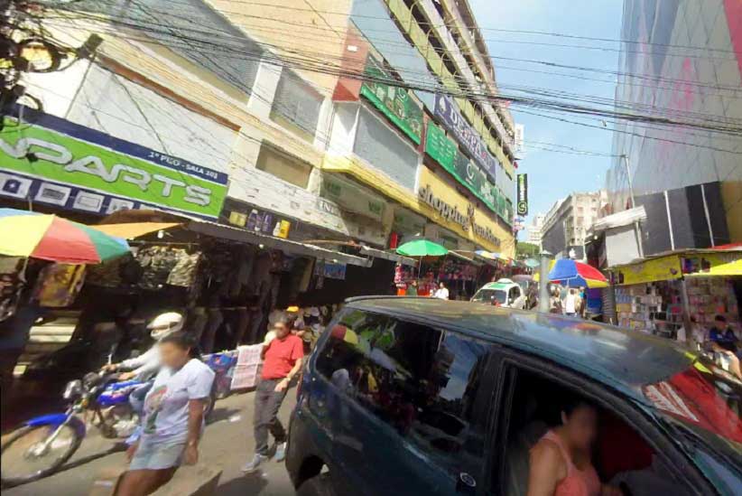 Assalto ocorreu em uma das áreas mais movimentadas do centro de Ciudad del Este. Imagem: Imago Interativa/Google Street View (Arquivo)