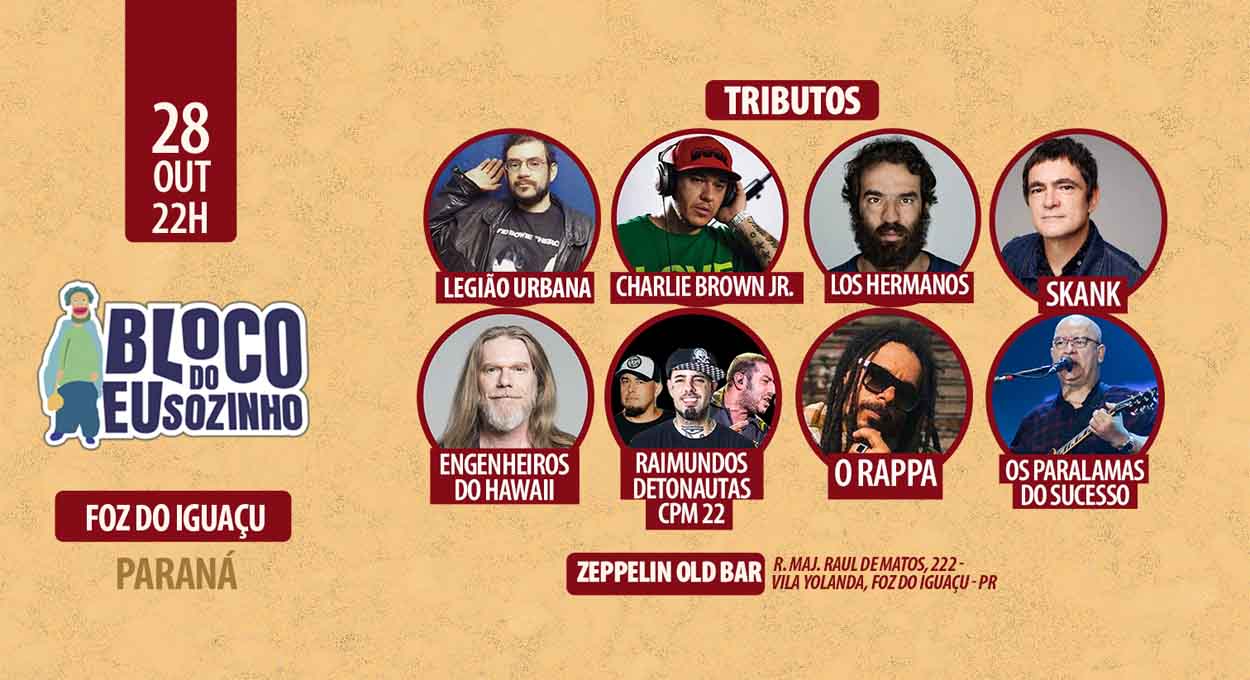 Bloco do Eu Sozinho volta ao Zeppelin com tributo a grandes nomes do rock nacional