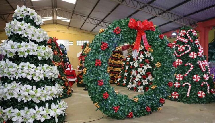 Enfeites foram confeccionados com materiais como garrafas plásticas. Foto: Gentileza/Prefeitura de Ciudad del Este