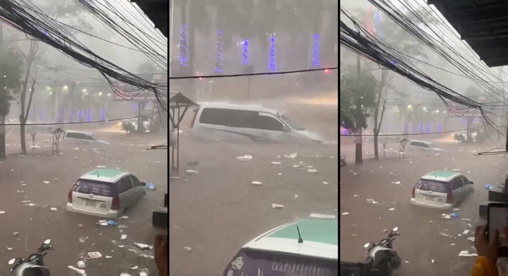Vídeo: enxurrada arrasta veículos no lado paraguaio da fronteira