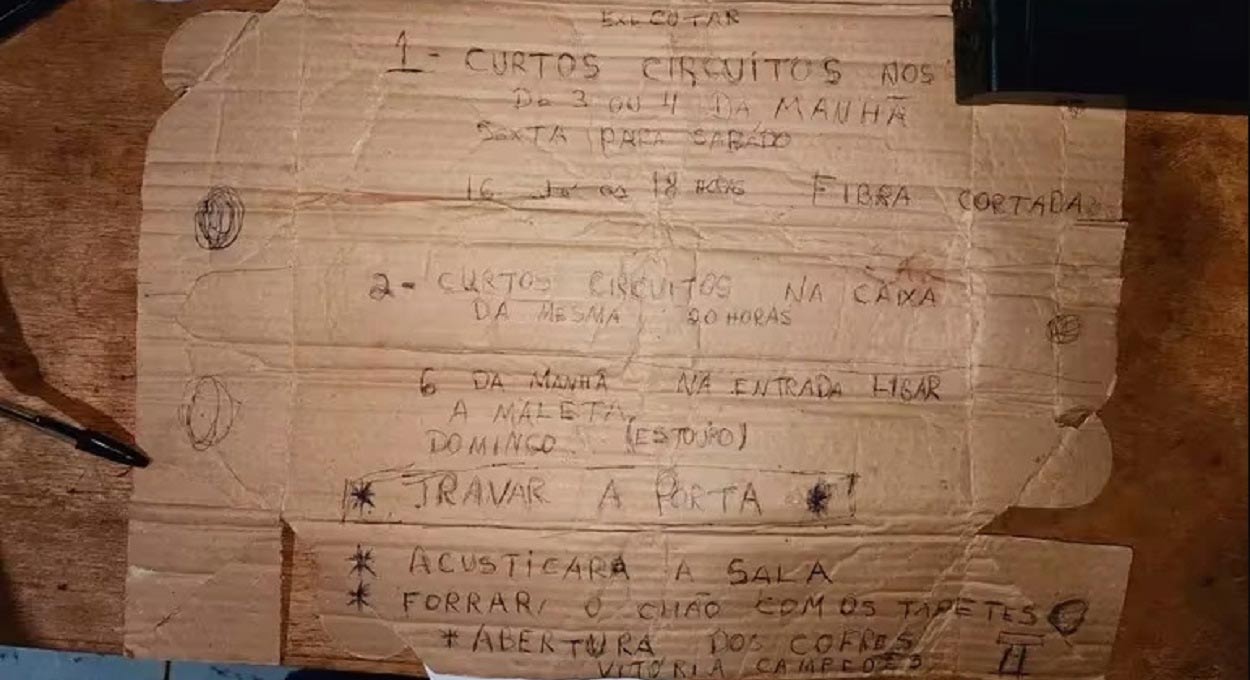 Polícia encontra rascunho de plano do roubo milionário no Paraguai