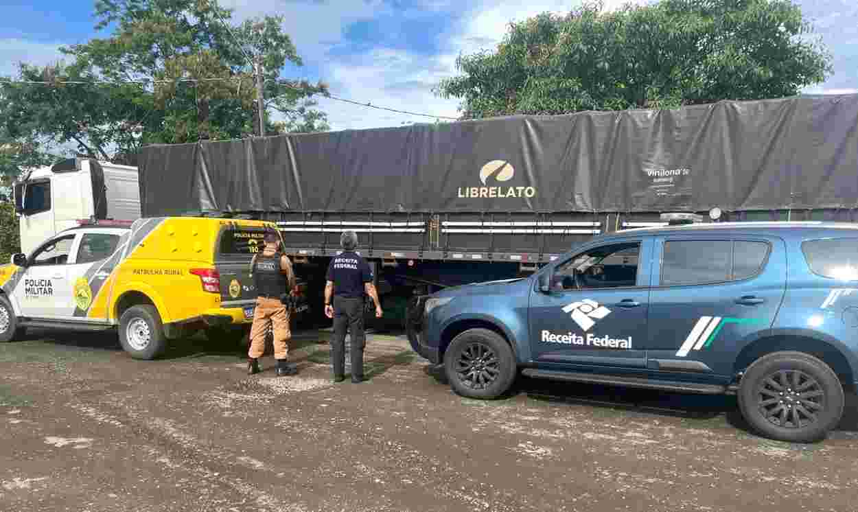 Carreta é interceptada na BR-277 com quase R$ 2 milhões em cigarro do Paraguai