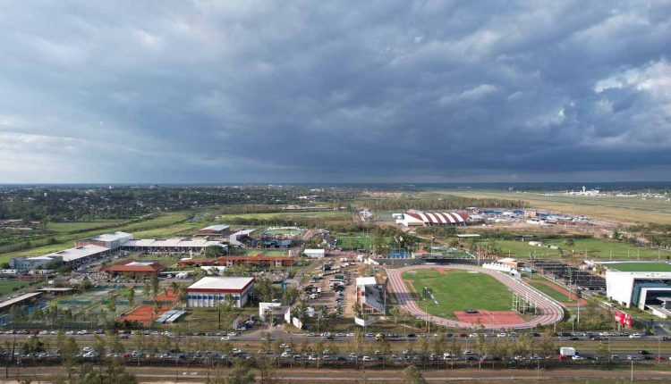 Vista aérea do Parque Olímpico construído para os Jogos Sul-Americanos de 2022. Foto: Gentileza/Comitê Olímpico Paraguaio
