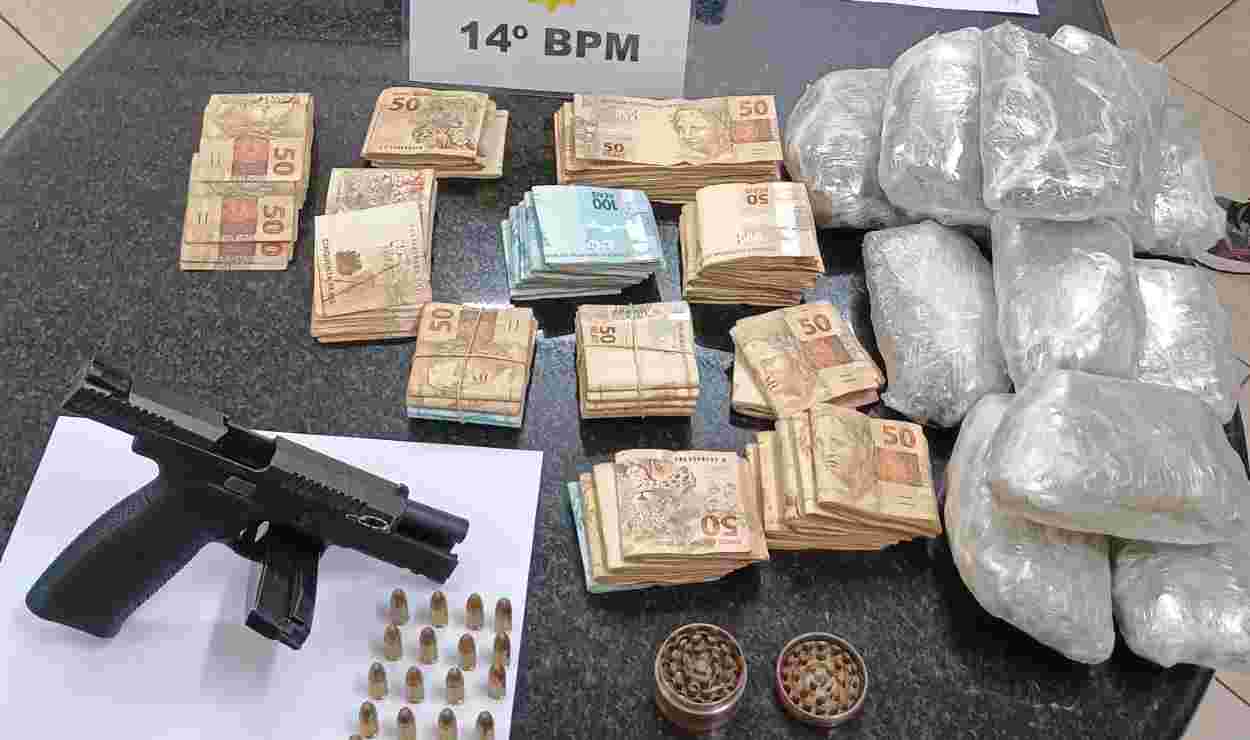 PM apreende droga, pistola e R$ 52 mil em bairro de Foz do Iguaçu