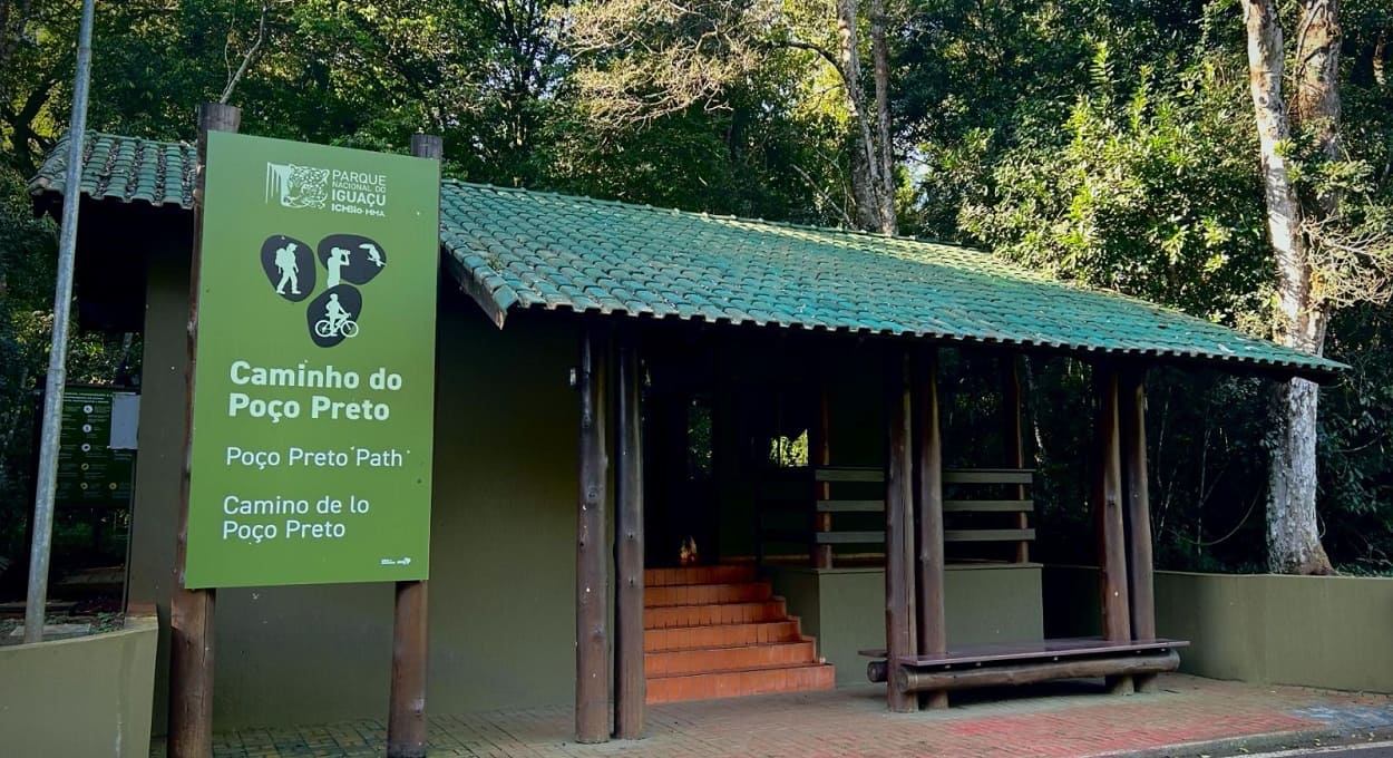 Acesso ao Caminho do Poço Preto fica às margens do trecho interno da BR-469. Foto: Gentileza/Urbia Cataratas