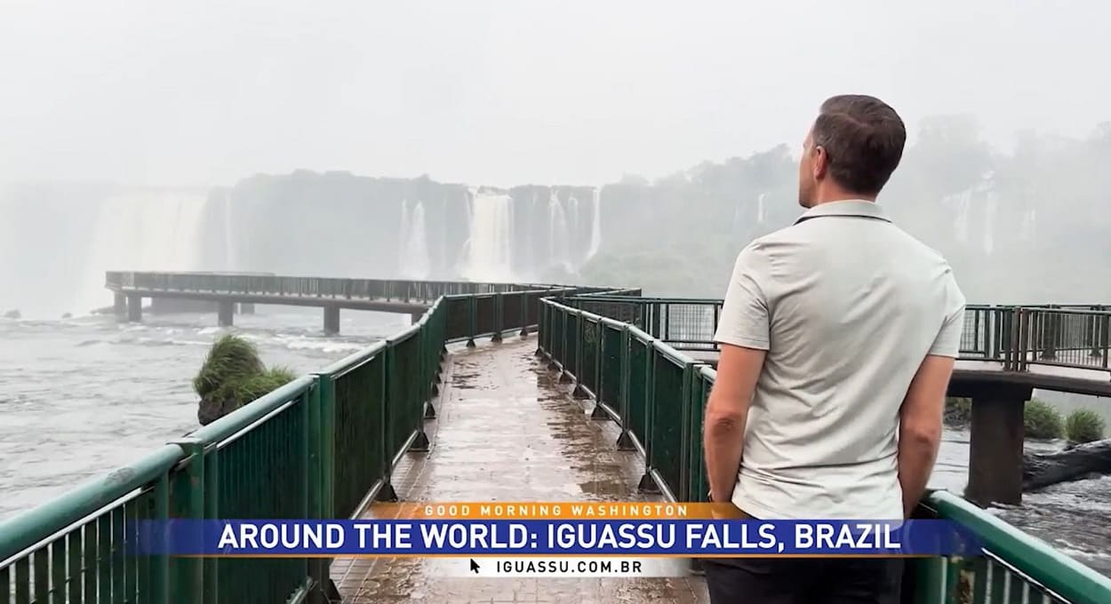 Paisagem das Cataratas do Iguaçu foi amplamente explorada pelos jornalistas. Imagem: Reprodução/ABC7News