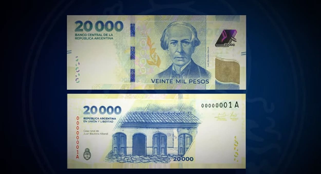 Nota de 20 mil pesos entra em circulação na Argentina