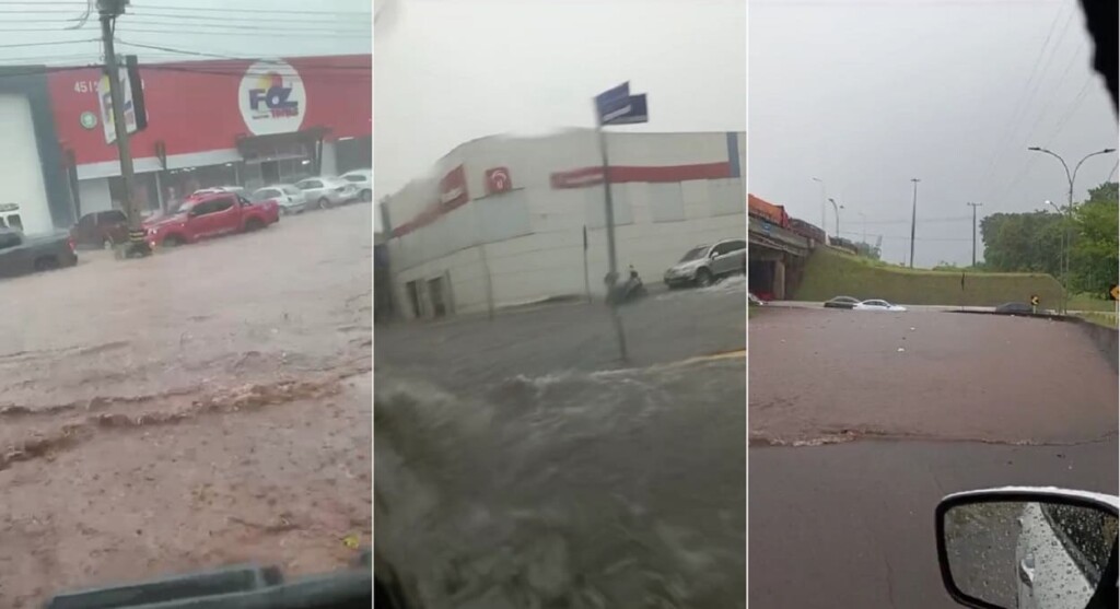Chuva torrencial alaga avenidas de Foz do Iguaçu nesta quinta (21)