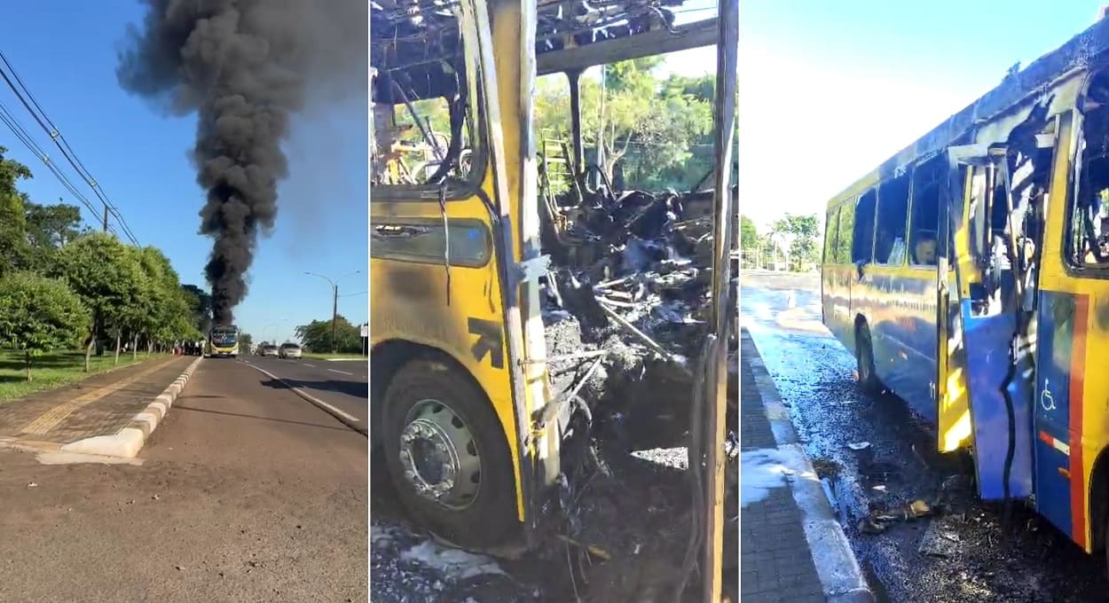Ônibus que ia do Paraguai para a Argentina pega fogo em Foz do Iguaçu