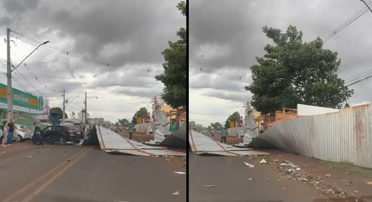 Temporal danifica veículos na região do Porto Meira em Foz do Iguaçu