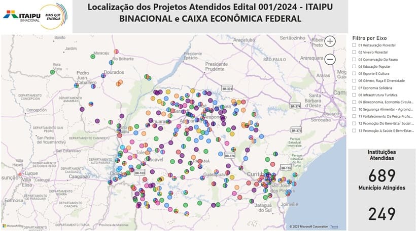 Distribuição geográfica das propostas no edital de Itaipu.