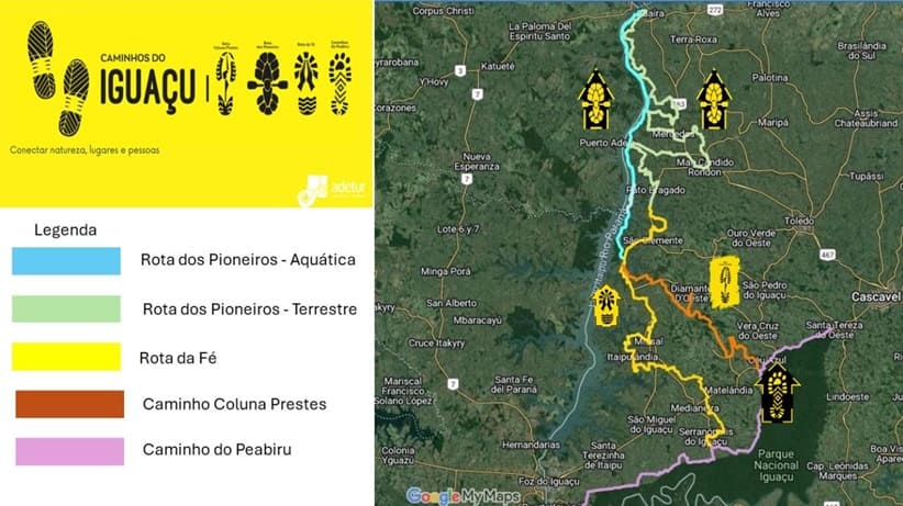 Roteiros que integram o projeto Caminhos do Iguaçu.