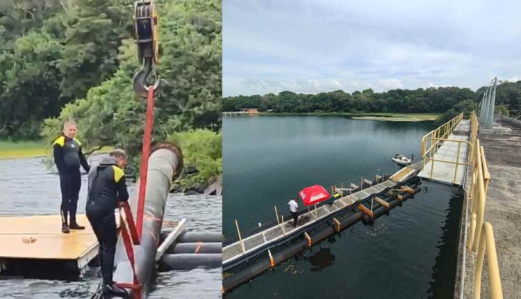 Mergulhadores inspecionam captação de água no lago de Itaipu