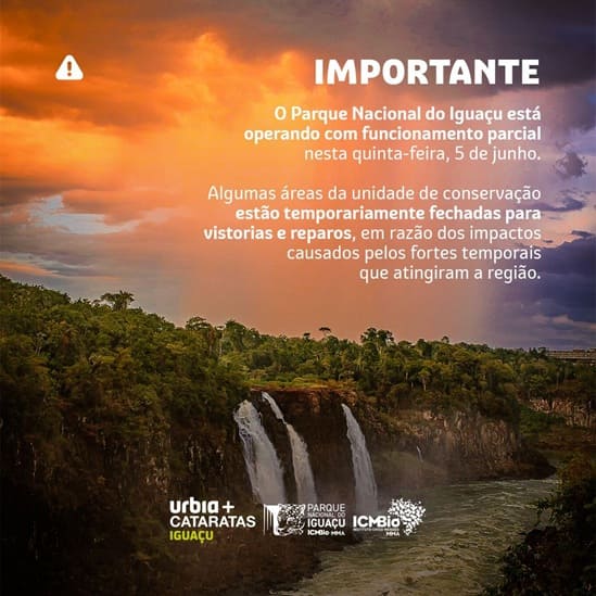 Aviso da concessionária Urbia Cataratas