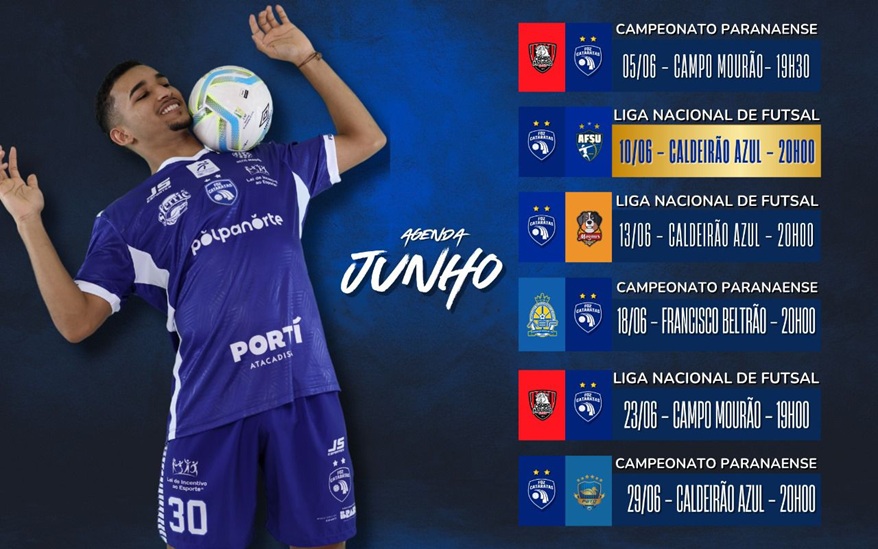 Agenda do Foz Cataratas Futsal no mês de junho.