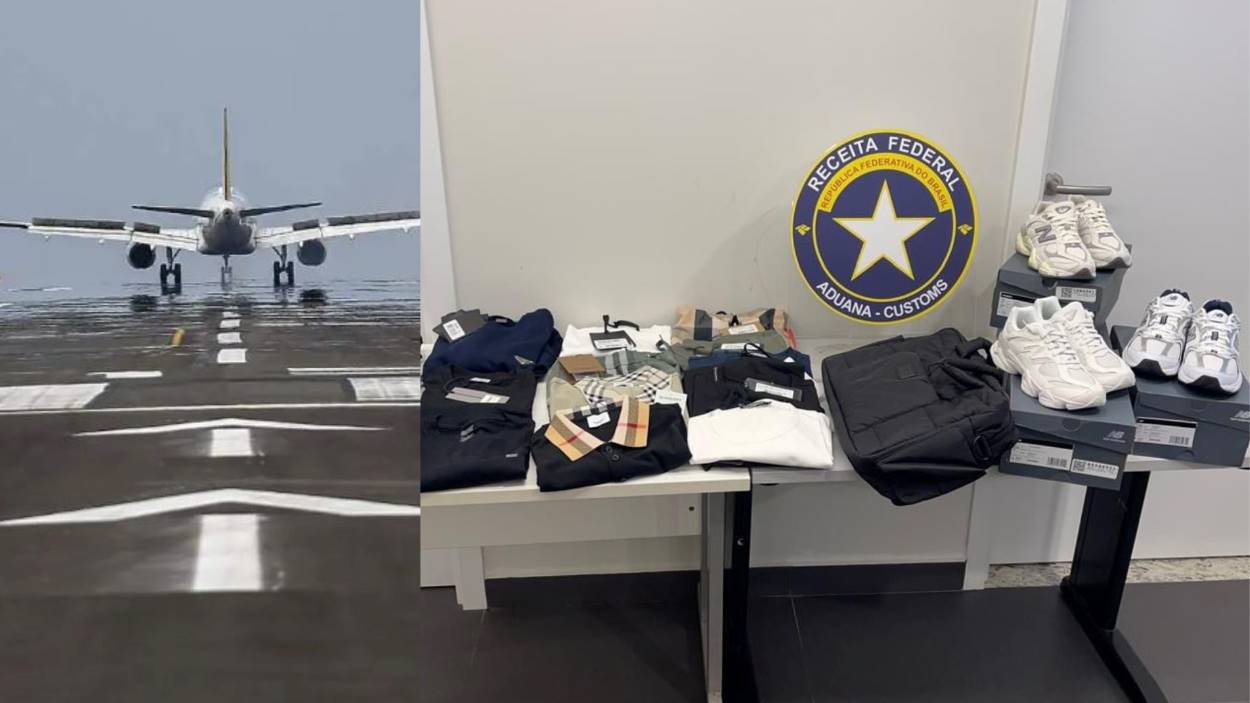 Receita intercepta quase R$ 100 mil em roupas de luxo no aeroporto