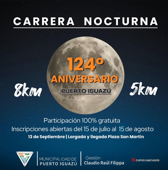 Divulgação oficial da corrida em Puerto Iguazú