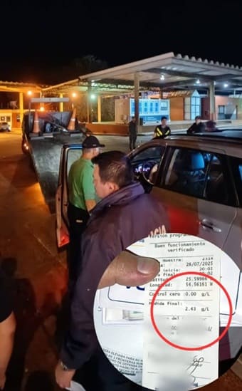 Imagem divulgada pela Direção Municipal de Trânsito, mostrando o registro superior ao permitido pela legislação argentina.