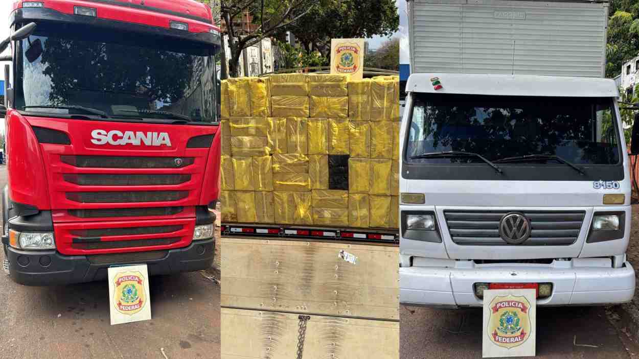 Flagra da PF: carreta abarrotada de cigarro do Paraguai em oficina