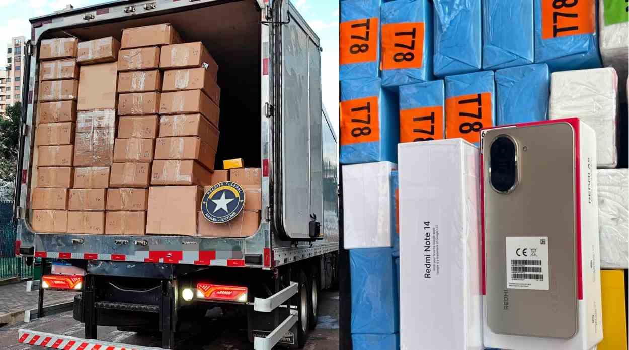 Receita intercepta carga milionária com 2 mil celulares na fronteira