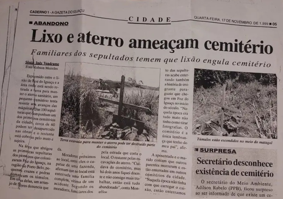 Reportagem de 1999 em jornal de Foz do Iguaçu