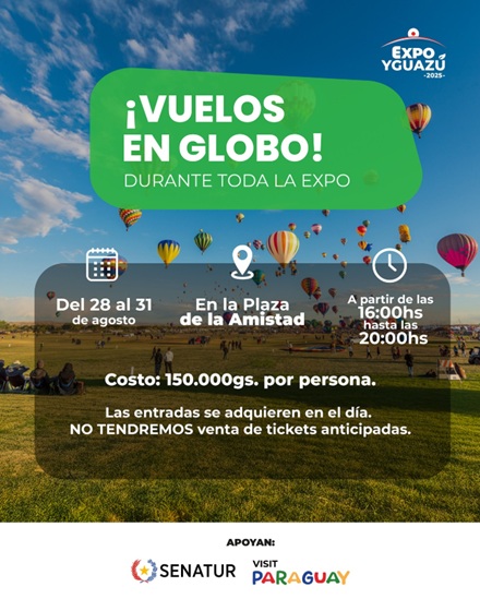 Sobrevoos de balão durante a Expo Yguazú