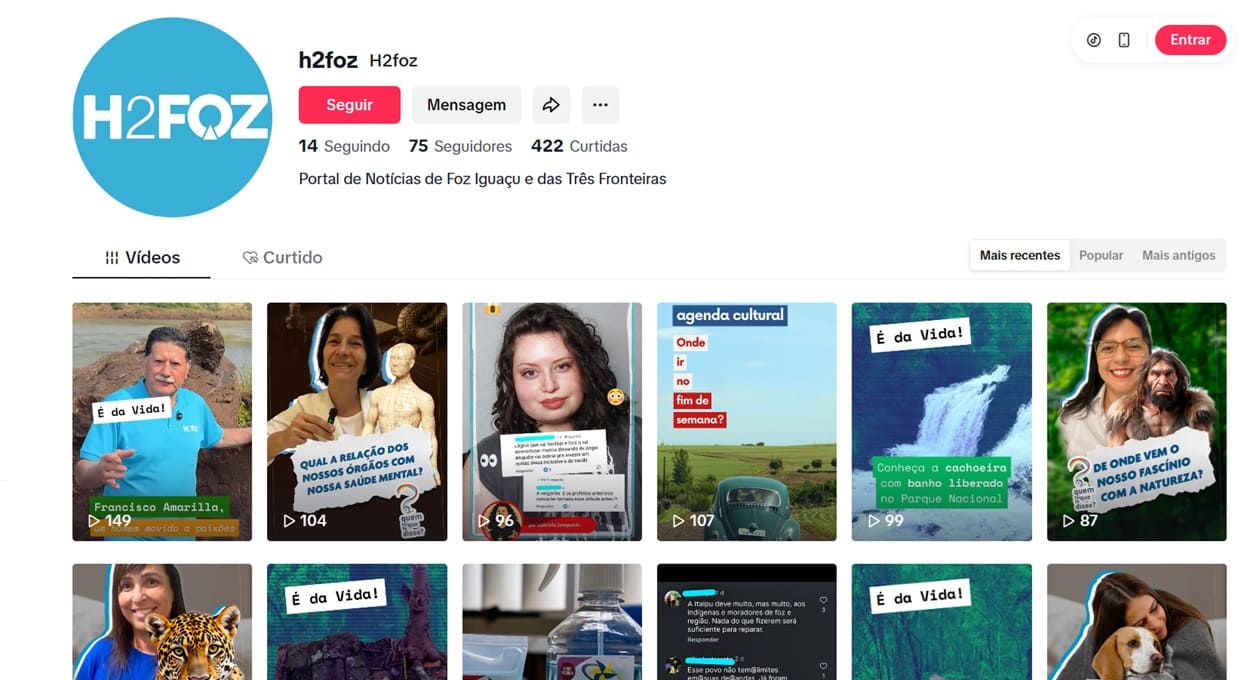 Conteúdo variado e interativo: já viu os quadros em vídeo do H2FOZ?