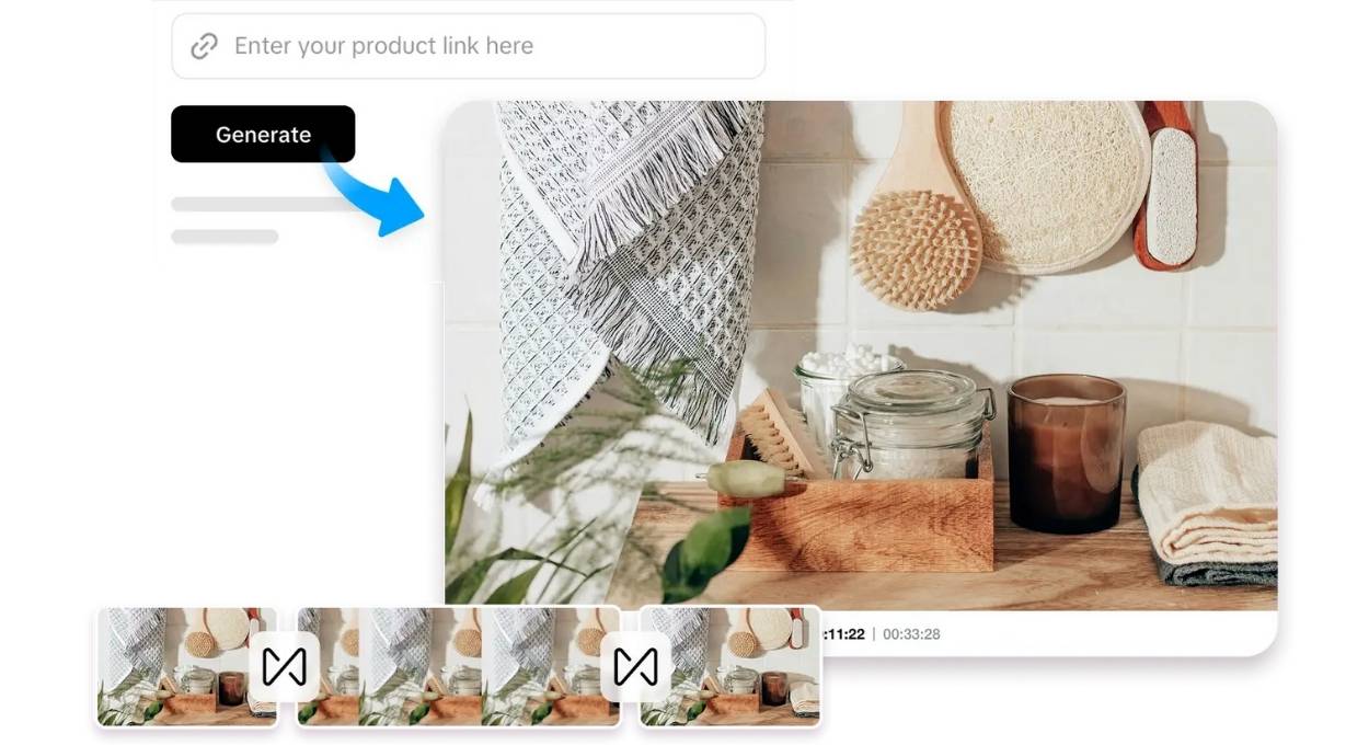 Crie vídeos com várias cenas diretamente a partir de um único link de produto