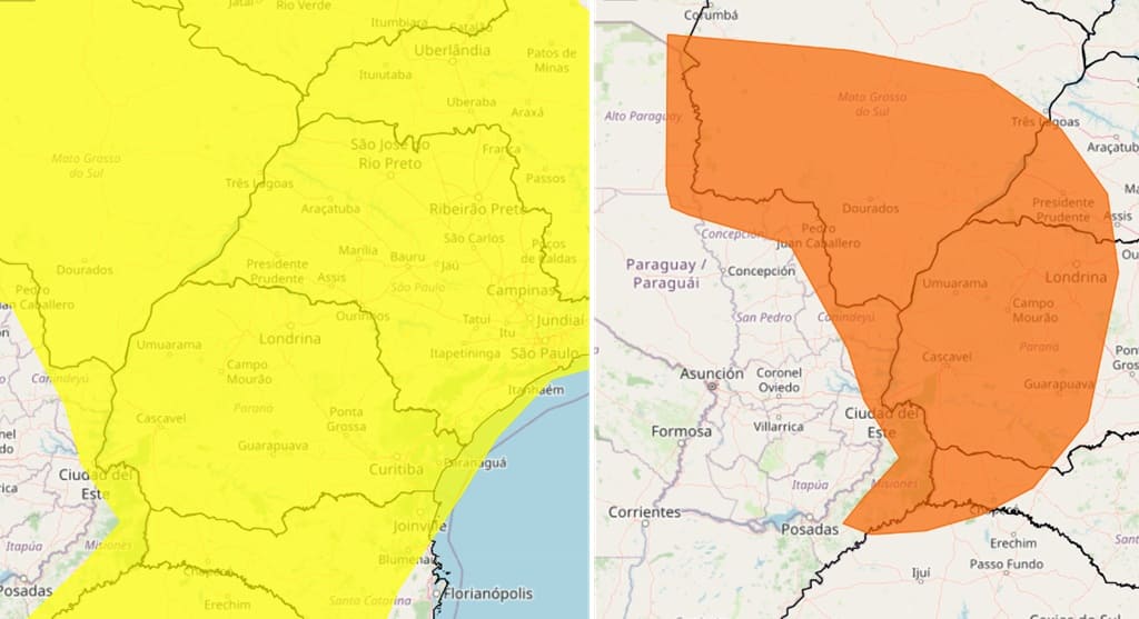 Alerta amarelo para Foz do Iguaçu evoluiu para a cor laranja.
