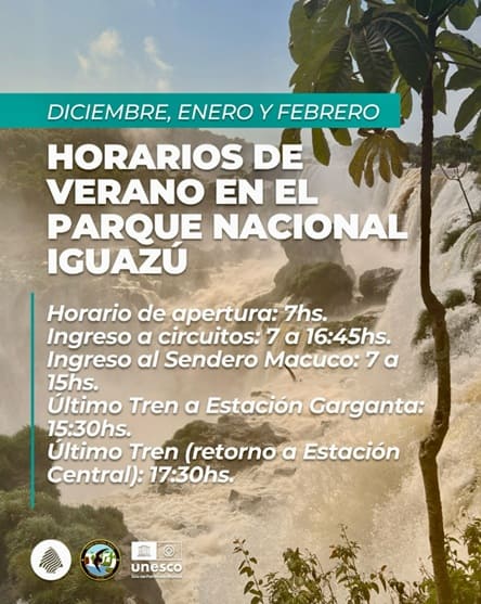 Horários para o lado argentino das Cataratas.