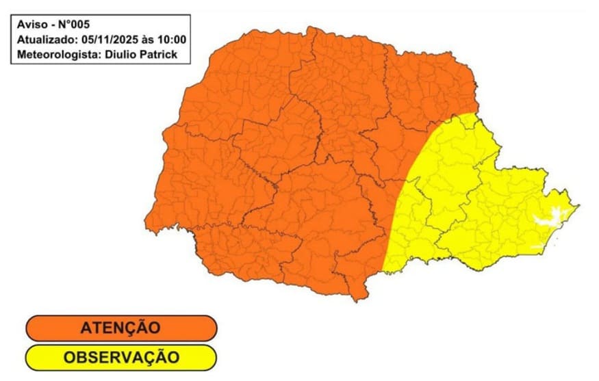 Alerta para Foz do Iguaçu