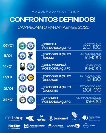 Tabela do Foz do Iguaçu FC.