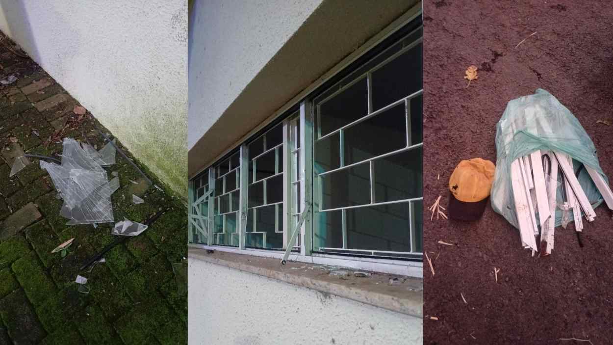 Homem furta janelas de alumínio de prédio público em frente ao gabinete da prefeitura