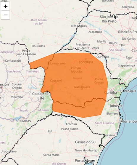 Área de cobertura do alerta inclui Foz do Iguaçu