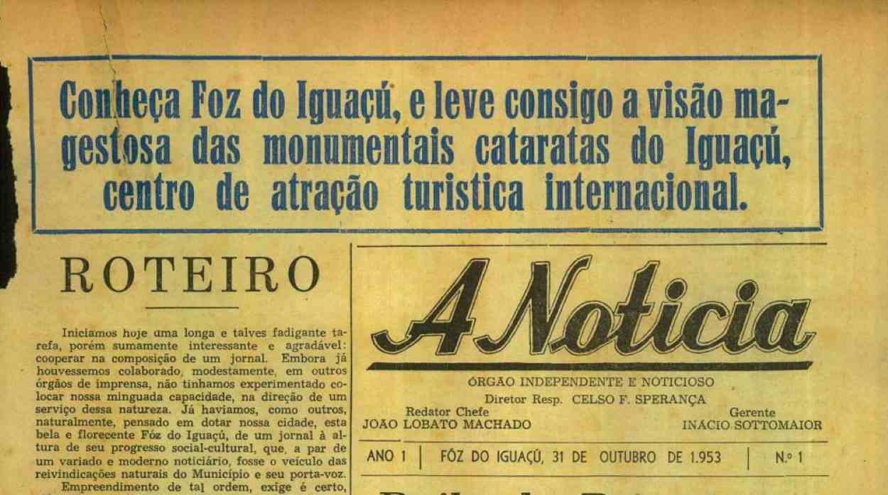 Relíquia de 1953: primeira edição de jornal editado em Foz do Iguaçu