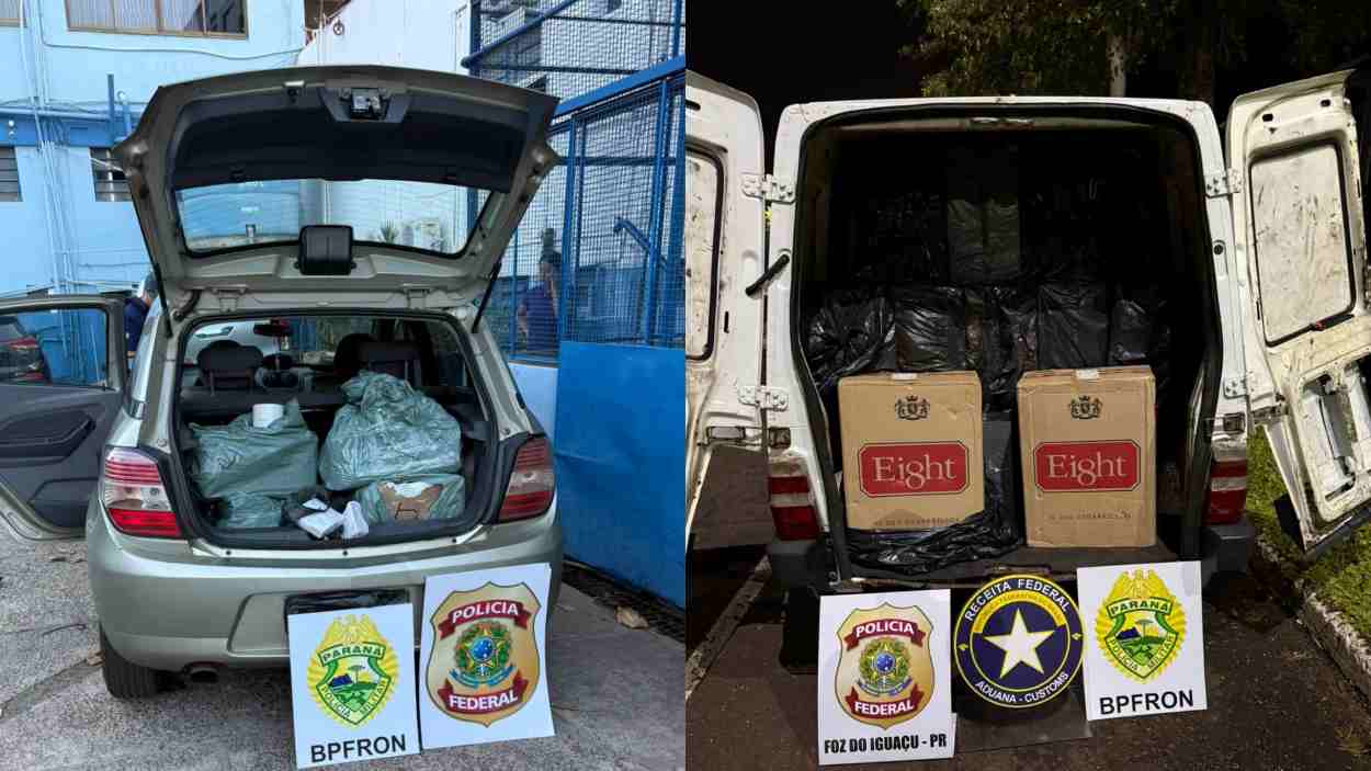 Cigarro e mercadorias irregulares levam à prisão e apreensão de veículos em Foz