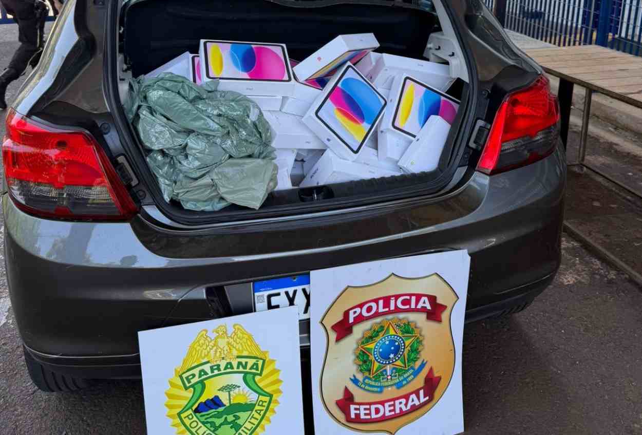Polícia intercepta R$ 600 mil em importados na fronteira, na BR-277