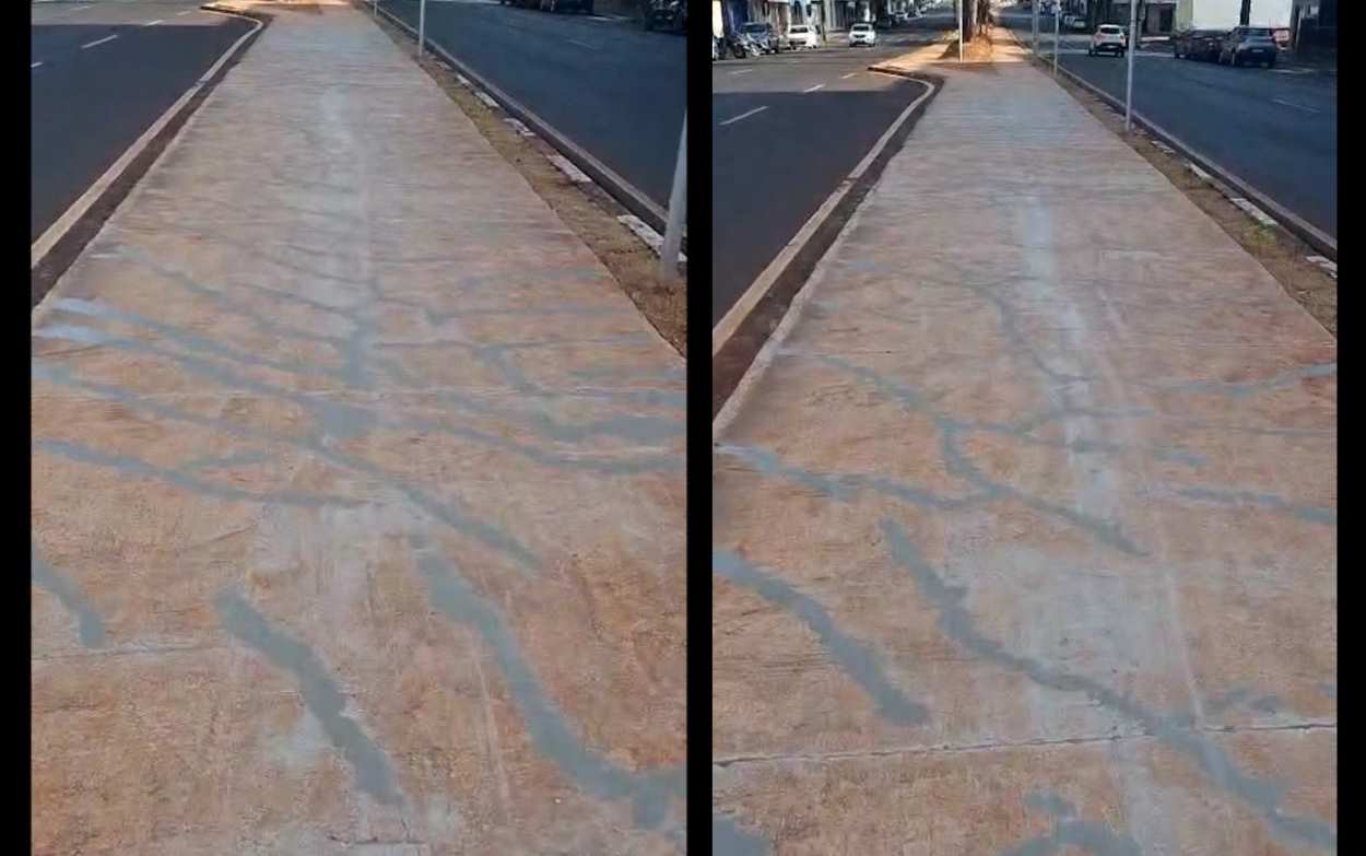 Nova calçada da JK no centro já precisou passar por remendo