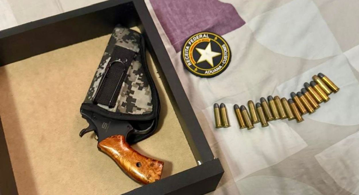 RF apreende revólver e munições em pousada na fronteira com o Paraguai