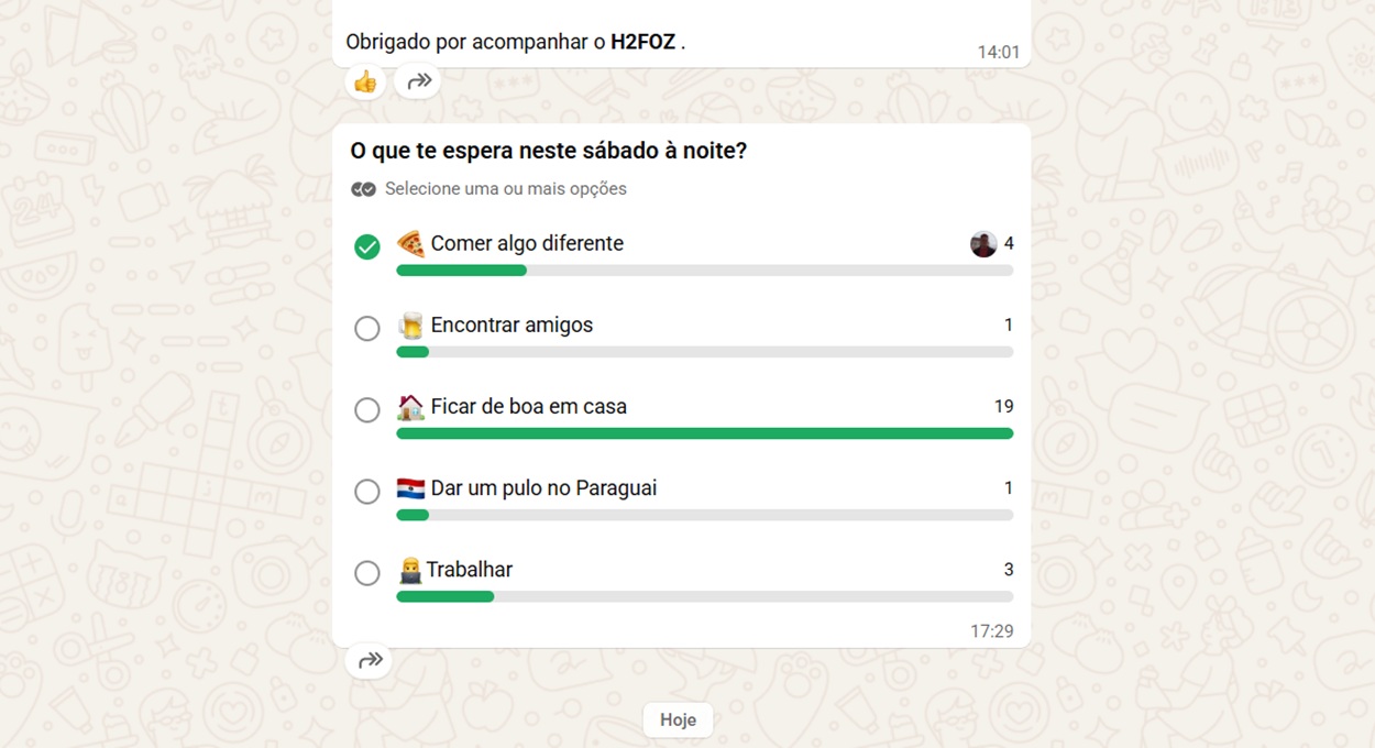 De cara nova: confira o conteúdo do canal do H2FOZ no WhatsApp
