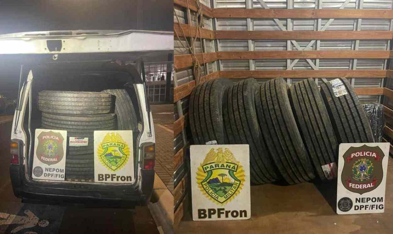 Polícia descobre em Foz depósito de pneus de caminhão contrabandeados do Paraguai